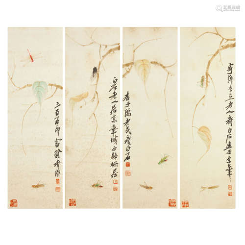 QI BAISHI,A SET OF CHINESE PAINTING AND CALLIGRAPHY