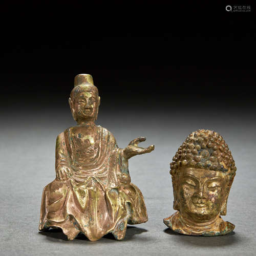 CHINESE GILT-BRONZE BUDDHA STATUE