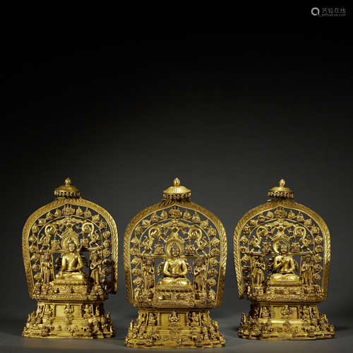 A SET OF GILT-BRONZE BUDDHA STATUE