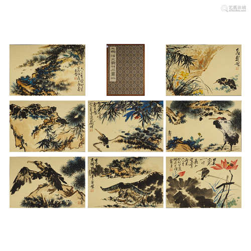 PAN TIANSHOU,CHINESE PAINTING AND CALLIGRAPHY ALBUM