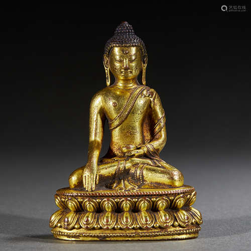 TIBETAN GILT-BRONZE BUDDHA STATUE