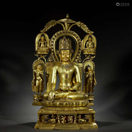 TIBETAN GILT-BRONZE BUDDHA STATUE ABOUT 8th-12th CENTURY