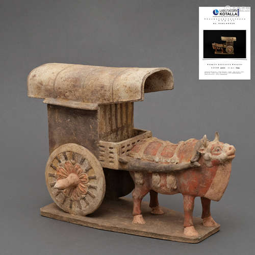 Painted pottery bull and cart, Chinese Northern Qi Dynasty