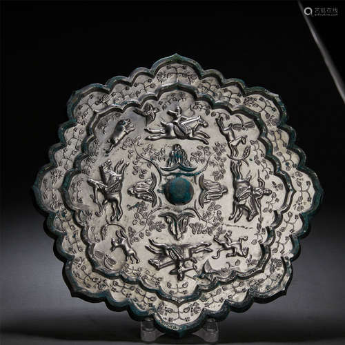 CHINESE BRONZE BEAST MIRROR,HAN/TANG DYNASTY