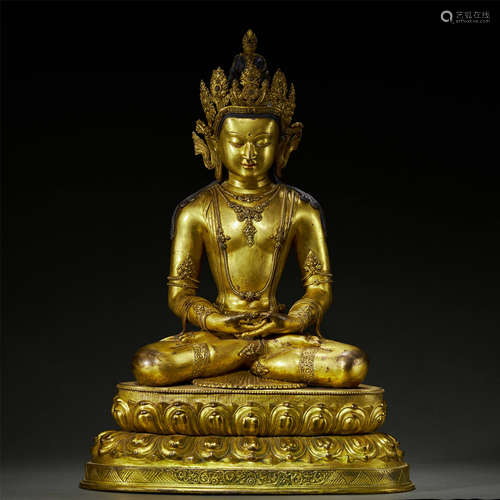 A RARE GILT-BRONZE BUDDHA STATUE