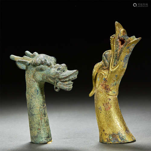 CHINESE GILT-BRONZE DRAGON HEAD