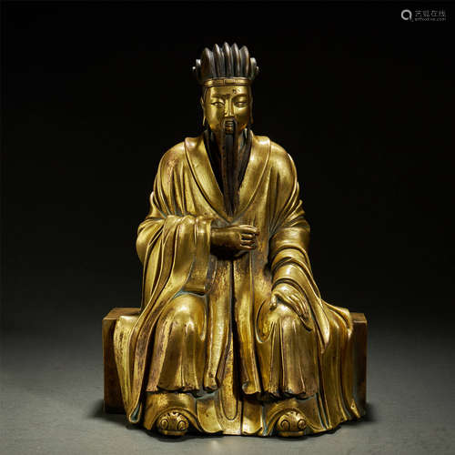 CHINESE GILT-BRONZE BUDDHA STATUE,MING DYNASTY