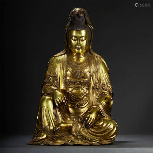 A LARGE GILT-BRONZE BUDDHA STATUE