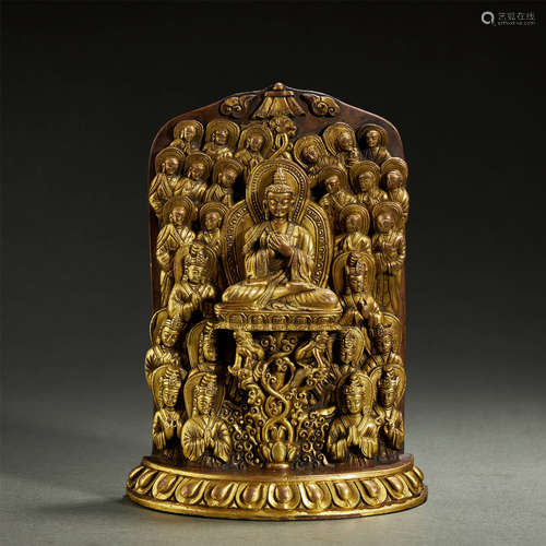 TIBETAN FINE GILT-BRONZE BUDDHA STATUE