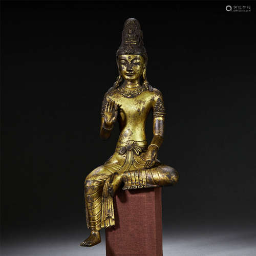 A FINE GILT-BRONZE BUDDHA STATUE