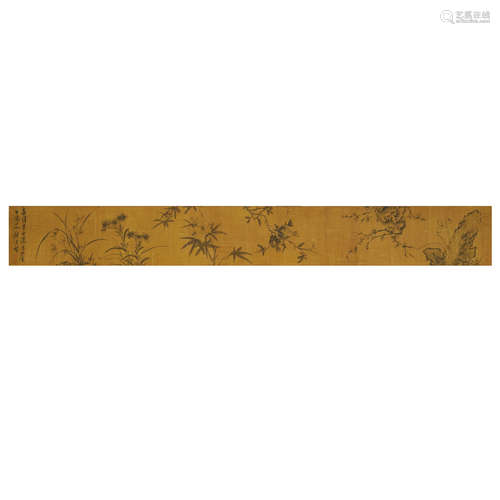 CHEN CHUN,CHINESE PAINTING AND CALLIGRAPHY,HAND SCROLL PAINT...