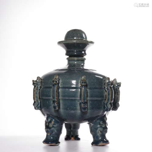 A DARK BLUE-GLAZED WATER POT