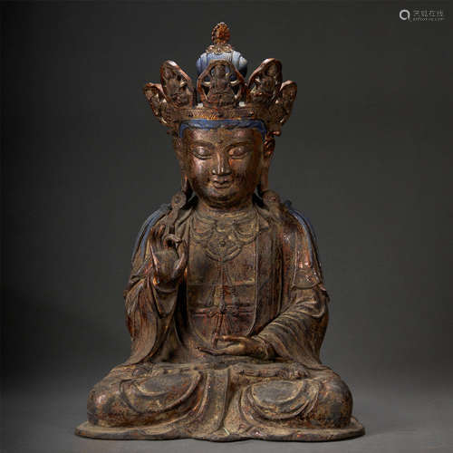 A GILT-LACQUERED BUDDHA STATUE