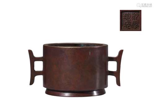 Bronze Double Lion Ear Censer