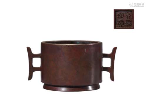 Bronze Double Lion Ear Censer