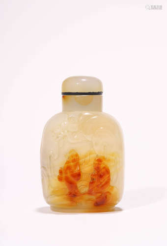 Agate Scenery Figure Snuff Bottle