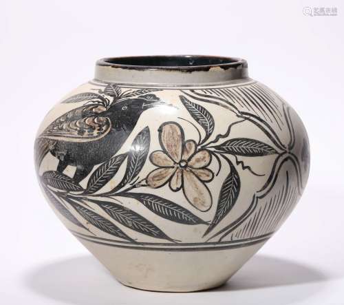 Cizhou Kiln Flower & Bird Vase