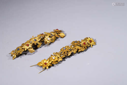 A Pair of Gilt-Silver Ornaments