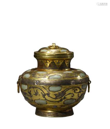 Gilt Bronze Jade Jar