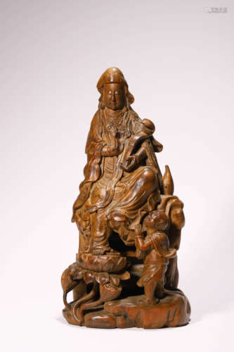 Bamboo Root-Carving Guanyin Statue