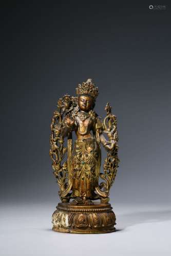 Wooden Buddha Embedded with Gem