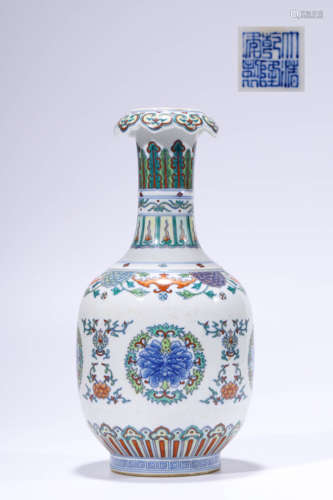 Qing Dynasty Qianlong Doucai Good Fortune Vase