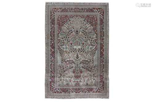 AN EXTREMELY FINE SILK PRAYER RUG