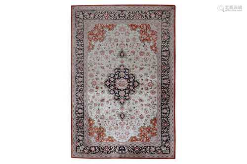 AN EXTREMELY FINE SILK QUM RUG, CENTRAL PERSIA