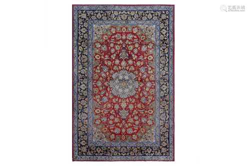 AN EXTREMELY FINE PART SILK ISFAHAN RUG, CENTRAL PERSIA