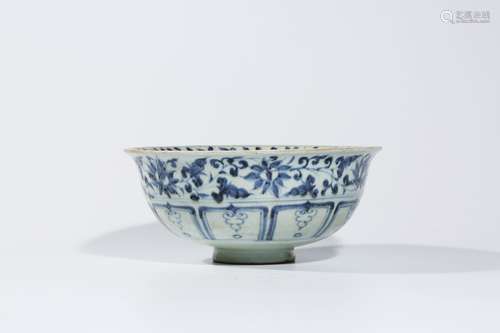 Blue And White Porcelain Lotus And Dragon Bowl