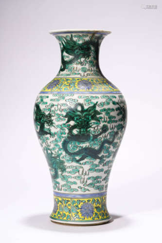 Green Dragon Pattern Vase