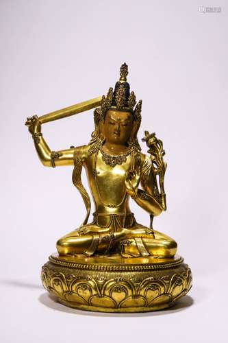 Gilt Bronze Mongolian Manjushri Buddha