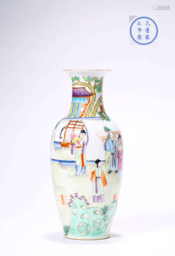 Qing Dynasty Yongzheng Era Famille Rose Guanyin Vase