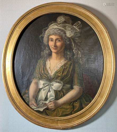 Ecole française de la fin du XVIIIème siècle, Portrait de da...
