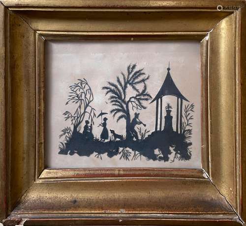 Lot de 4 papiers découpés à décor de paysages 19 x 22 cm (à ...