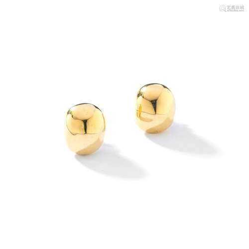 Boucles d'oreilles ovoïdes en or jaune 18 ct Longueur : 15 m...