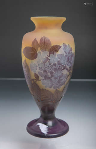 Vase m. Hortensiendekor, Emile Gallé