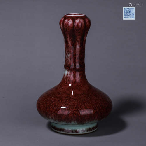 A Red Glazed Galic Head Porcelain Vase
