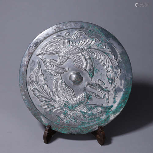 A Double Phoenix Pattern Chinese Bronze Mirror