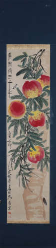 A Chinese Peach Painting, Qi Baishi Mark