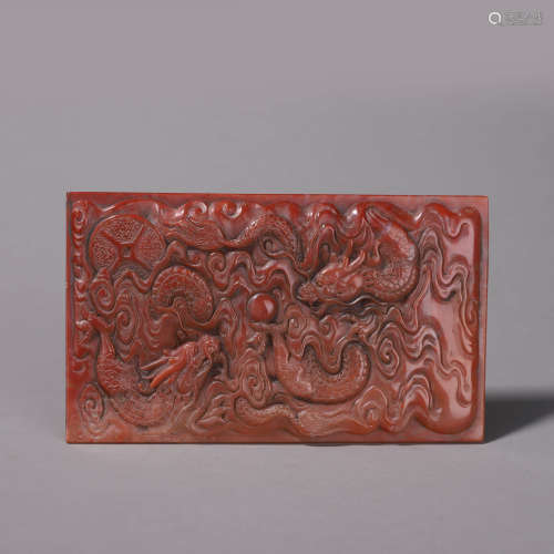 A Shoushan Stone Poety And Dragon Pattern Screen