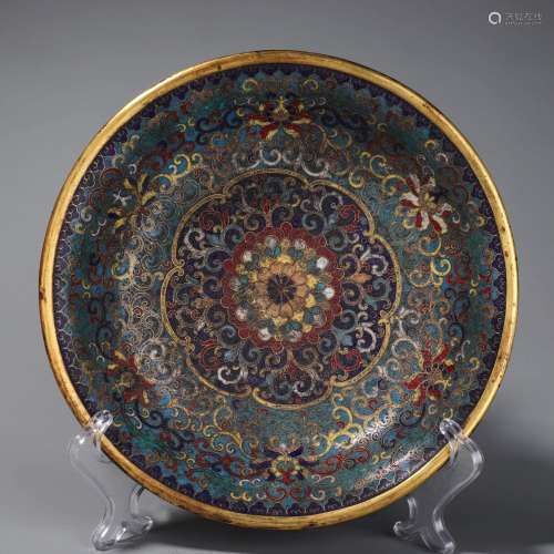 A Flower with Branch Pattern Cloisonne Bronze Plate