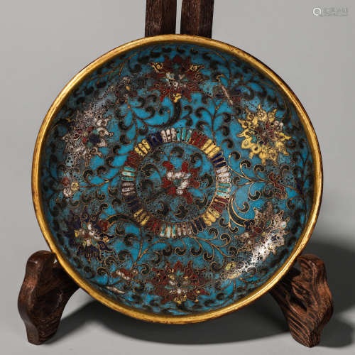 A Flower Pattern Cloisonne Bronze Plate
