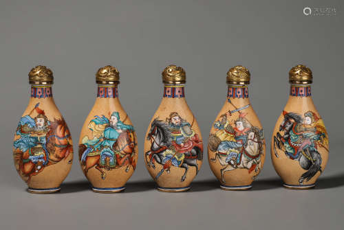 A Group Of Five Tiger Generals Enamel Bronze Snuff Bottle