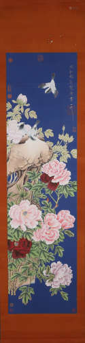 A Chinese Flower with Bird Painting, Lang Shining Mark