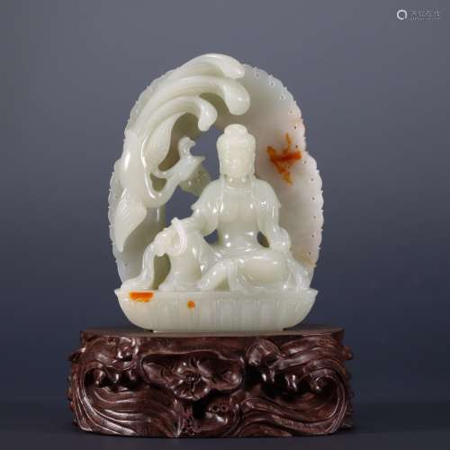 A Carved Guanyin Jade Figure Ornament