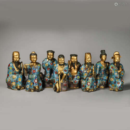 A Group Of Gilt Eight Immortal Buddha Bronze Statue