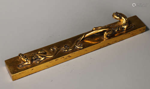 A Dragon Pattern Bronze Gold Papper Weight