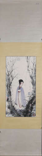A Lady Chinese Painting Fu Baoshi Mark