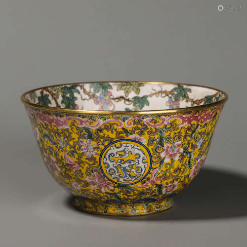 A Bronze Enamel Flower Bowl